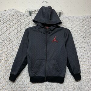 Nike Jordan Therma-Fit‎ Hoodie Sweater Sz S 8-10 Gray/Black Full Zip Long Sleeve